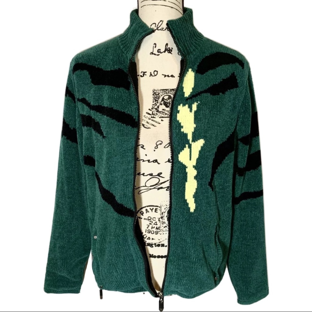 Jamie Sadock Zip Up Jacket Turtleneck Tiger Stripe